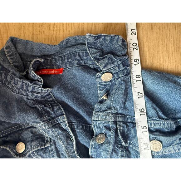 Alain Manoukian Denim Jacket Women’s M Blue Ruffle Hem Sleeve Button - Picture 6 of 6